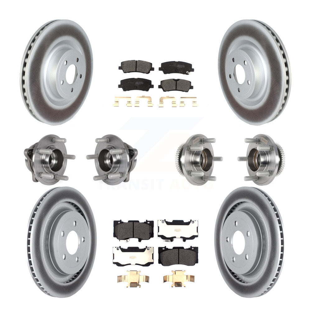 Kit de rotor et de plaquettes de frein à disque revêtus de roulement de moyeu avant et arrière (10 pièces) pour Ford Mustang