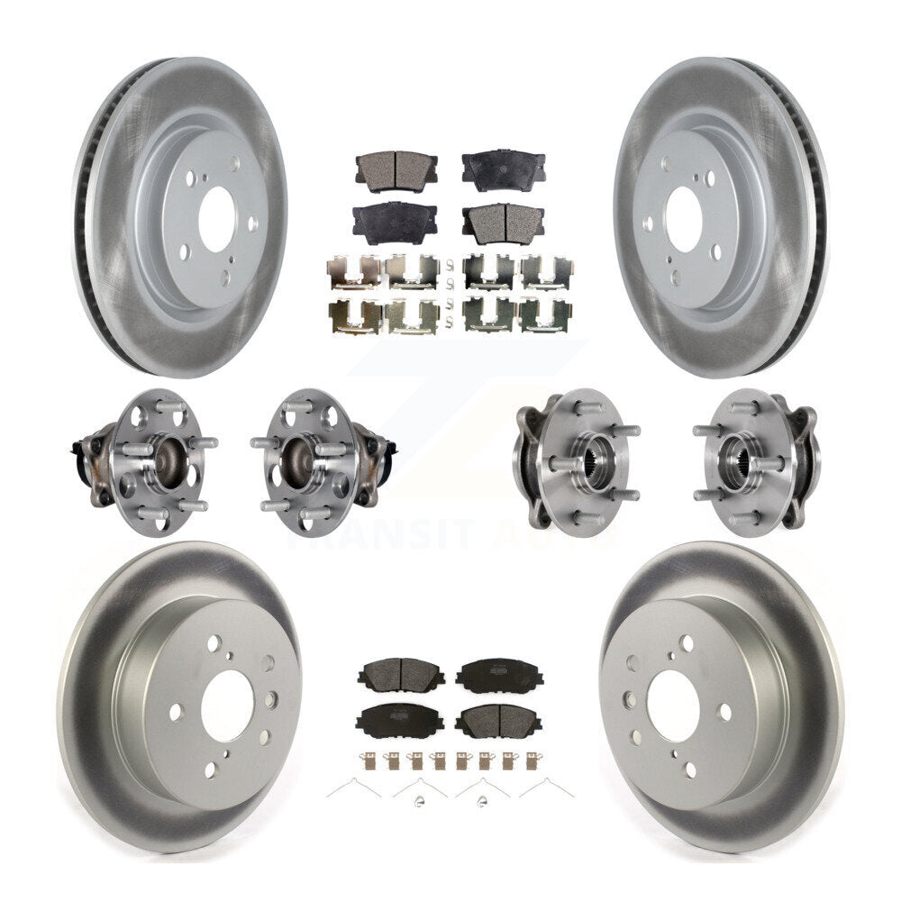 Kit de rotor et de plaquettes de frein à disque revêtus de roulement de moyeu avant et arrière (10 pièces) pour Toyota Camr