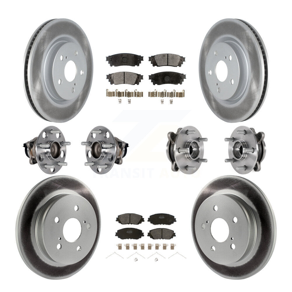 Kit de rotor et de plaquettes de frein à disque revêtus de roulement de moyeu avant et arrière (10 pièces) pour Toyota Camr