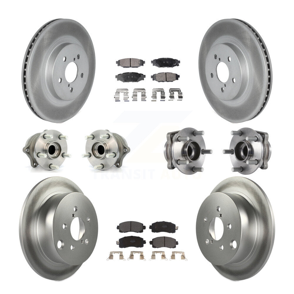 Kit de rotors et plaquettes de frein revêtus de roulement de moyeu avant et arrière (10 pièces) pour Subaru Crosstre