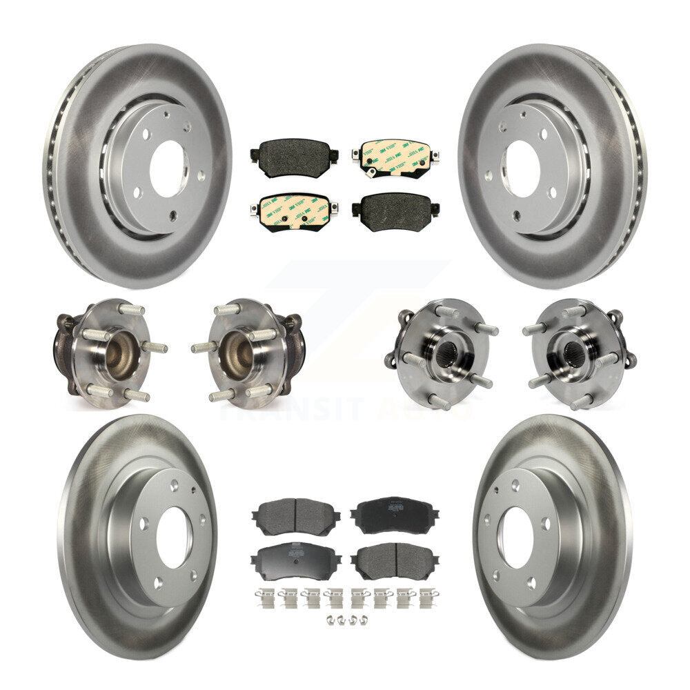 Kit de rotors et plaquettes de frein à disque revêtus de roulements de moyeu avant et arrière (10 pièces) pour Mazda
