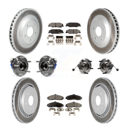 Kit de rotor et de plaquettes de frein à disque revêtus de roulement de moyeu avant et arrière (10 pièces) pour Cadillac XL