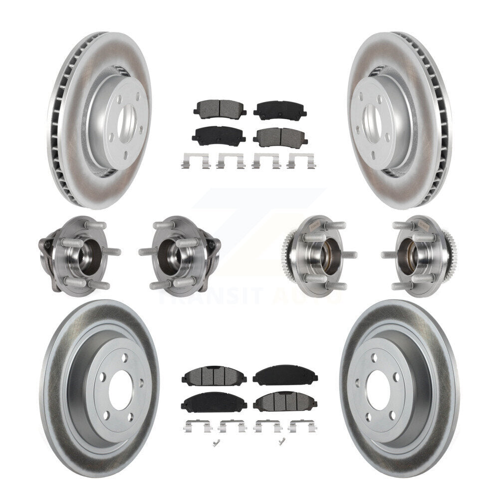 Kit de rotor et de plaquettes de frein à disque revêtus de roulement de moyeu avant et arrière (10 pièces) pour Ford Mustang