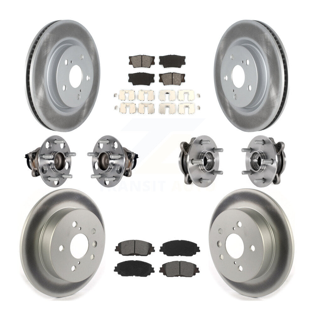 Kit de rotor et de plaquettes de frein à disque revêtus de roulement de moyeu avant et arrière (10 pièces) pour Toyota Camr