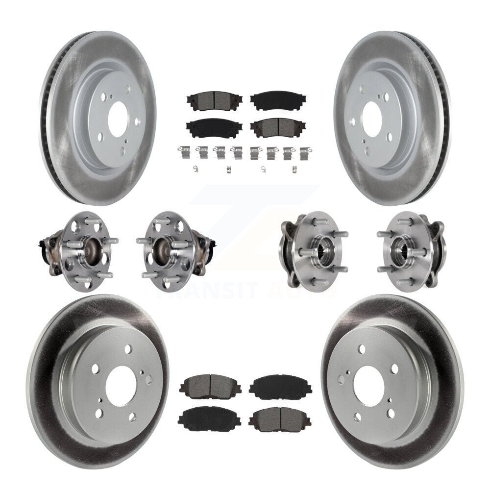 Kit de rotor et de plaquettes de frein à disque revêtus de roulement de moyeu avant et arrière (10 pièces) pour Toyota Camr