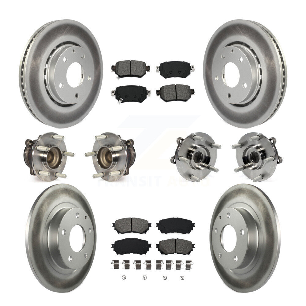 Kit de rotors et plaquettes de frein à disque revêtus de roulements de moyeu avant et arrière (10 pièces) pour Mazda