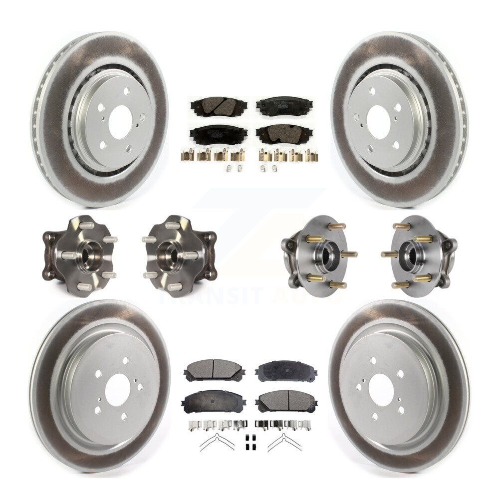 Kit de plaquettes de rotor de frein enduites de roulement de moyeu avant et arrière (10 pièces) pour Lexus RX350 RX450