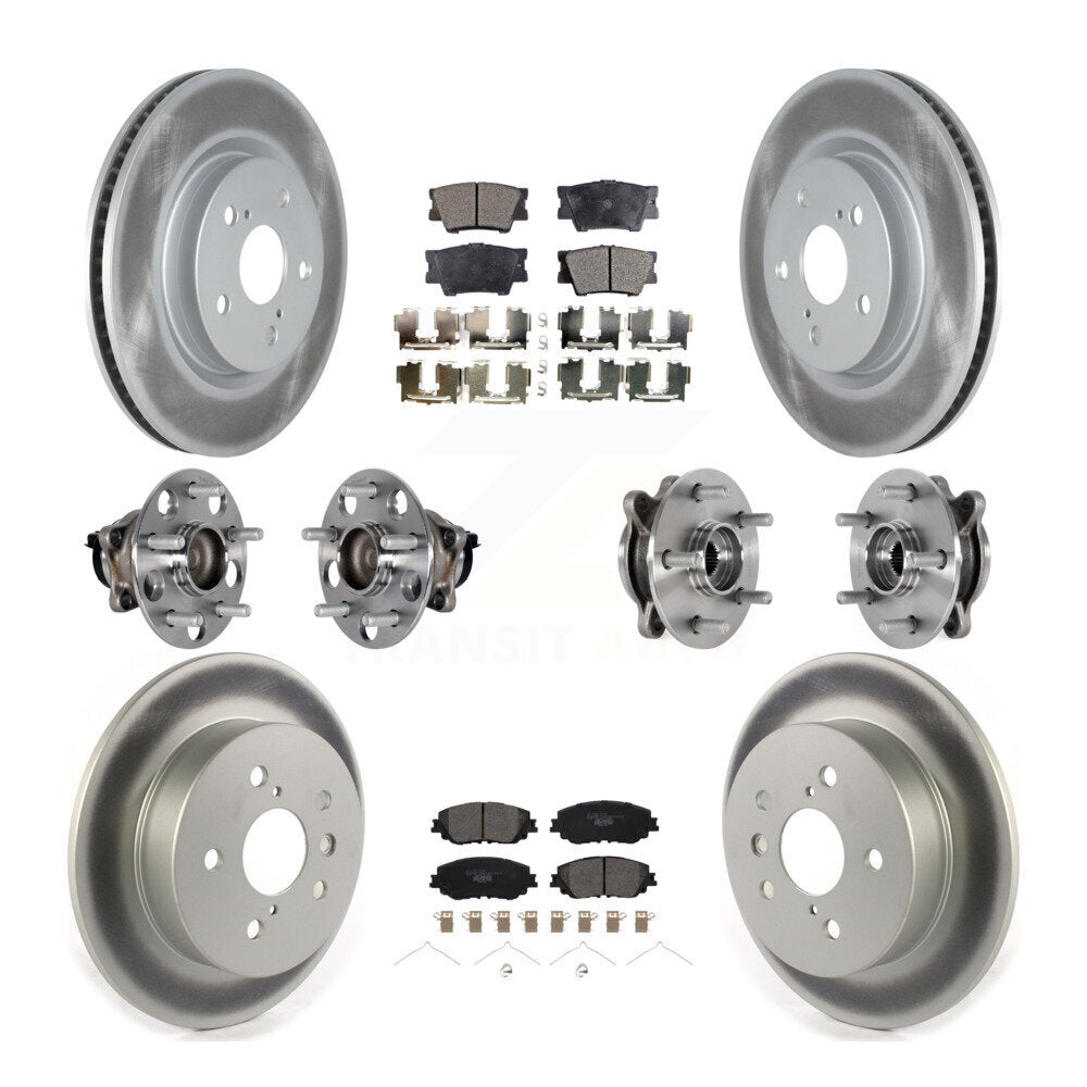 Kit de rotor et de plaquettes de frein à disque revêtus de roulement de moyeu avant et arrière (10 pièces) pour Toyota Camr