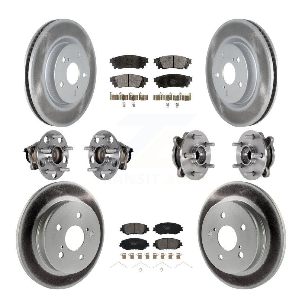 Kit de rotor et de plaquettes de frein à disque revêtus de roulement de moyeu avant et arrière (10 pièces) pour Toyota Camr