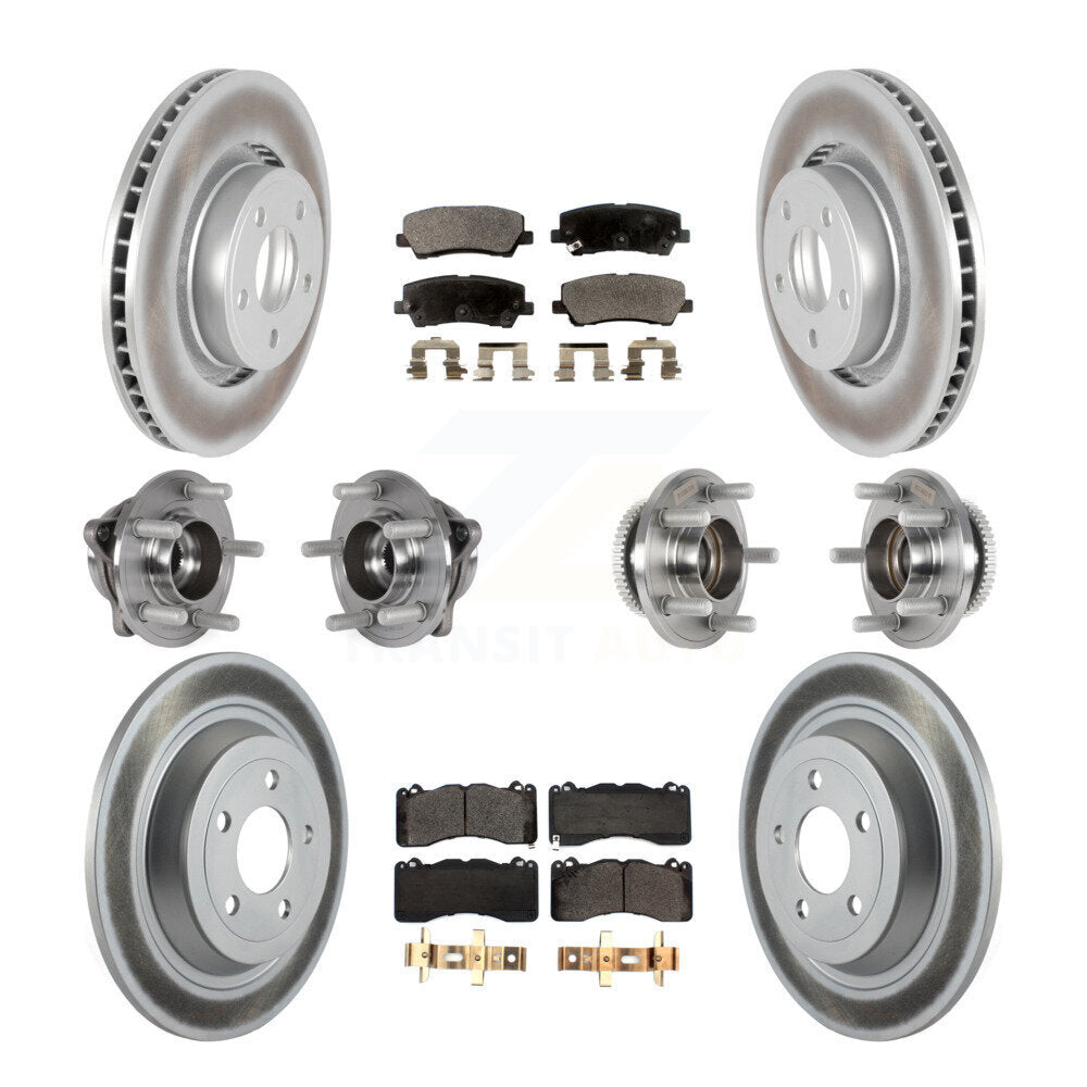 Kit de rotor et de plaquettes de frein à disque revêtus de roulement de moyeu avant et arrière (10 pièces) pour Ford Mustang