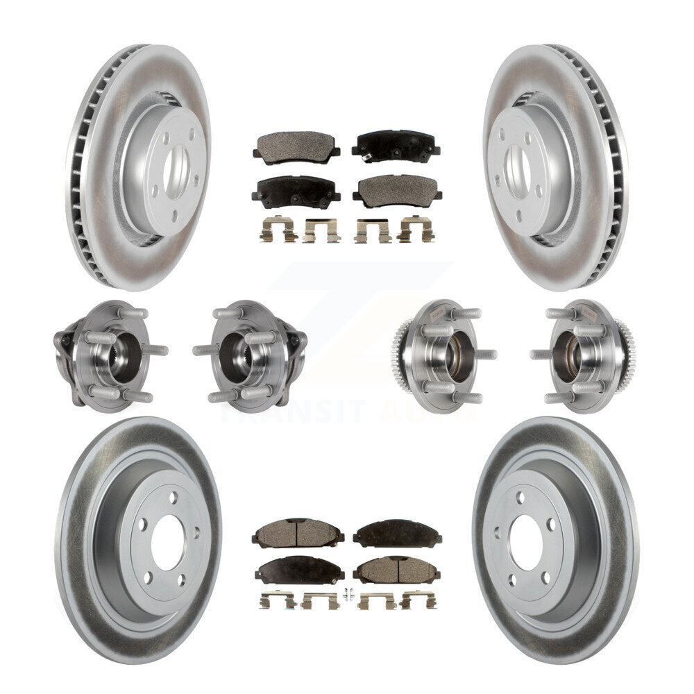 Kit de rotor et de plaquettes de frein à disque revêtus de roulement de moyeu avant et arrière (10 pièces) pour Ford Mustang