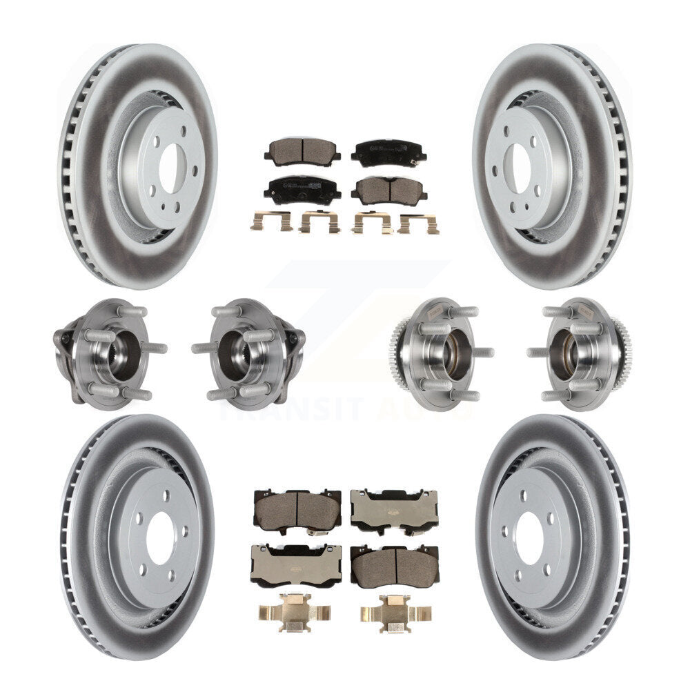 Kit de rotor et de plaquettes de frein à disque revêtus de roulement de moyeu avant et arrière (10 pièces) pour Ford Mustang