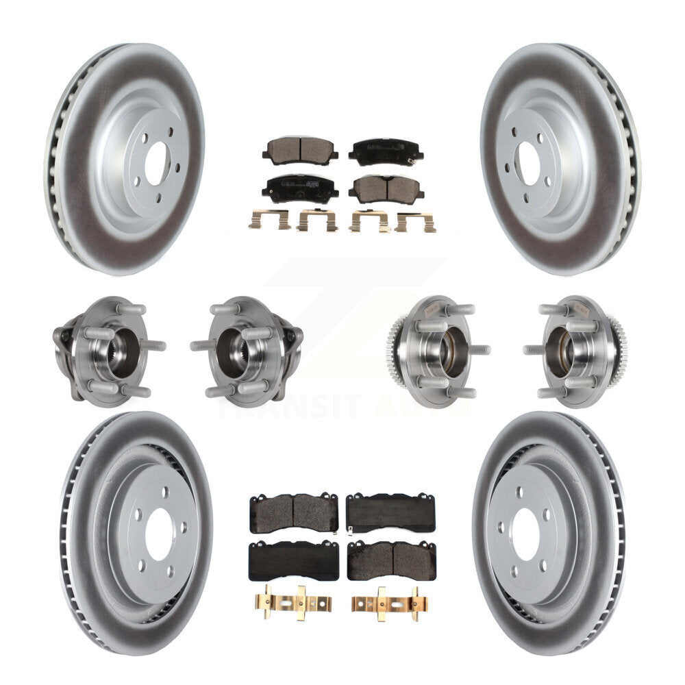 Kit de rotor et de plaquettes de frein à disque revêtus de roulement de moyeu avant et arrière (10 pièces) pour Ford Mustang