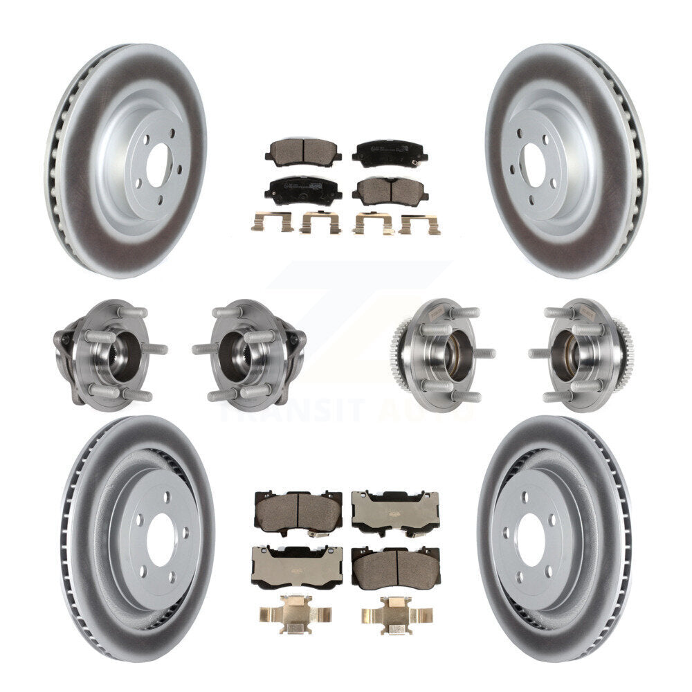 Kit de rotor et de plaquettes de frein à disque revêtus de roulement de moyeu avant et arrière (10 pièces) pour Ford Mustang