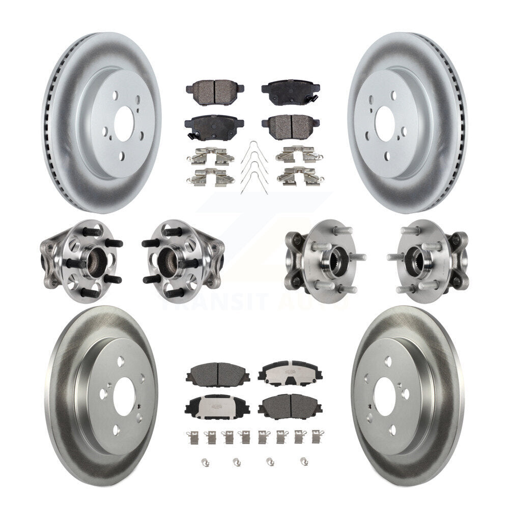 Kit de plaquettes de rotor de frein enduites de roulement de moyeu avant et arrière (10 pièces) pour Toyota Prius Prim