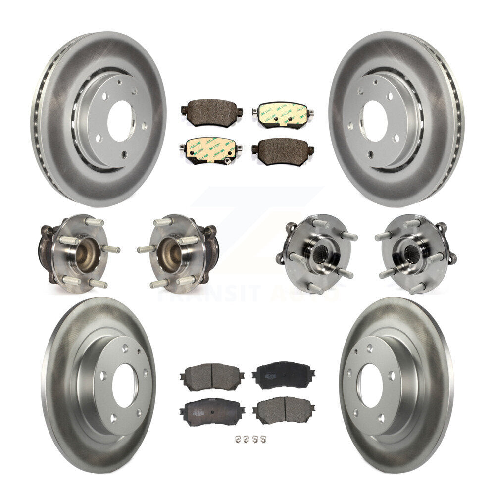 Kit de rotors et plaquettes de frein à disque revêtus de roulements de moyeu avant et arrière (10 pièces) pour Mazda