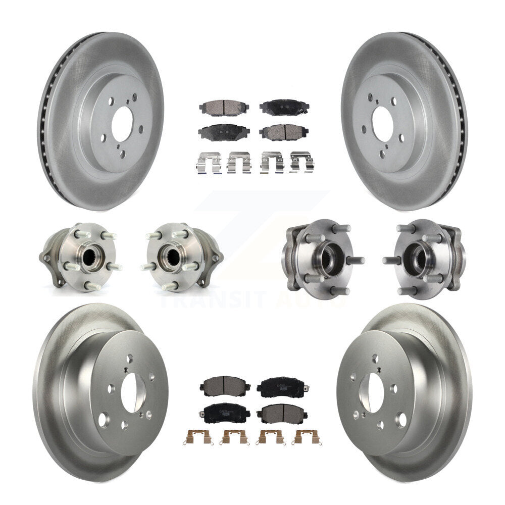 Kit de rotors et plaquettes de frein revêtus de roulement de moyeu avant et arrière (10 pièces) pour Subaru Crosstre