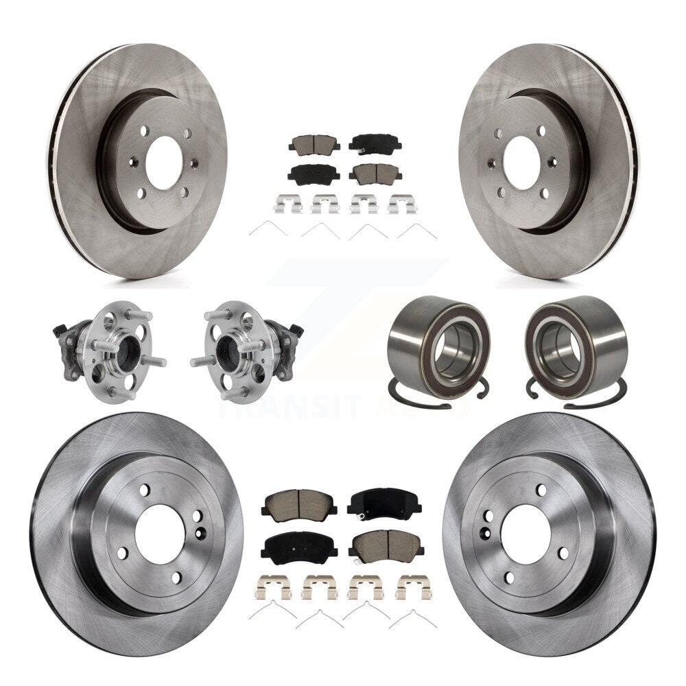 Kit de Rotor et de plaquettes de frein, roulement de moyeu avant et arrière (10 pièces) pour Kia Rio Hyundai Accen