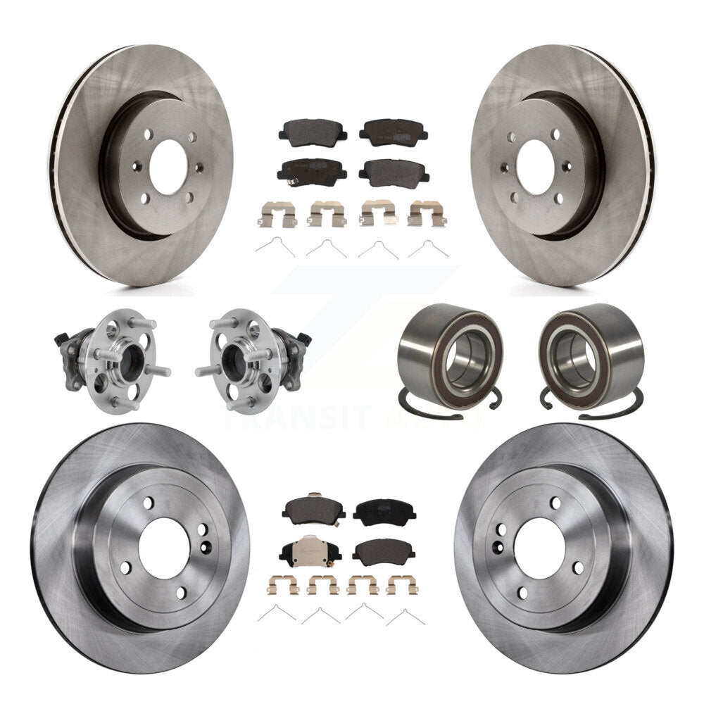 Kit de Rotor et de plaquettes de frein, roulement de moyeu avant et arrière (10 pièces) pour Kia Rio Hyundai Accen