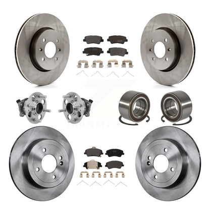 Kit de Rotor et de plaquettes de frein, roulement de moyeu avant et arrière (10 pièces) pour Kia Rio Hyundai Accen