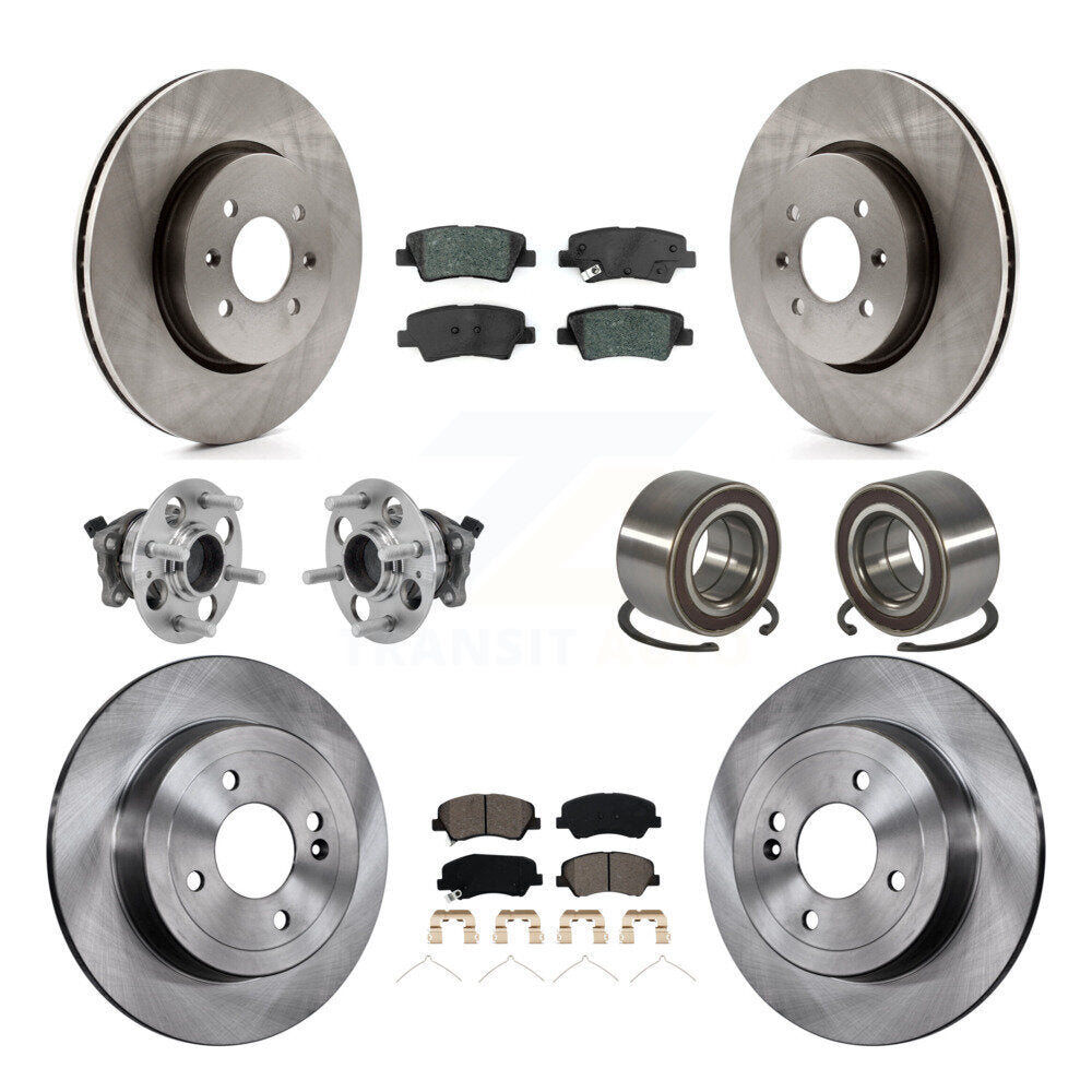 Kit de Rotor et de plaquettes de frein, roulement de moyeu avant et arrière (10 pièces) pour Kia Rio Hyundai Accen