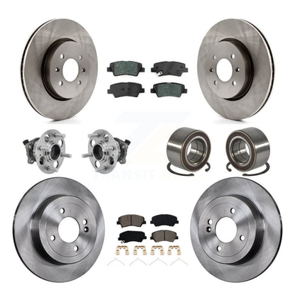 Kit de Rotor et de plaquettes de frein, roulement de moyeu avant et arrière (10 pièces) pour Kia Rio Hyundai Accen
