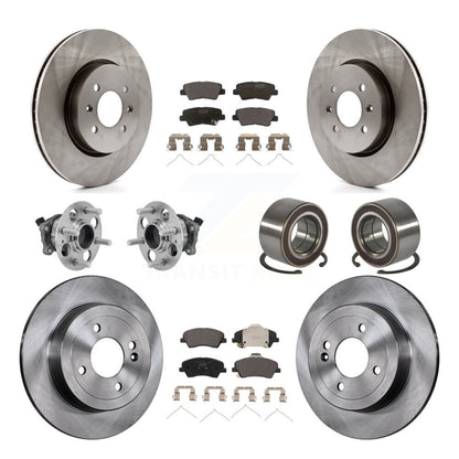 Kit de Rotor et de plaquettes de frein, roulement de moyeu avant et arrière (10 pièces) pour Kia Rio Hyundai Accen