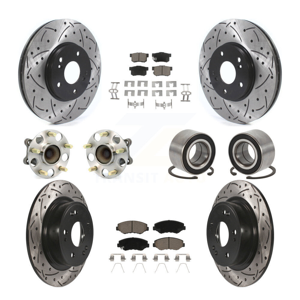 Kit de rotor et de plaquettes de frein à disque revêtus de roulement de moyeu avant et arrière (10 pièces) pour Honda Accor