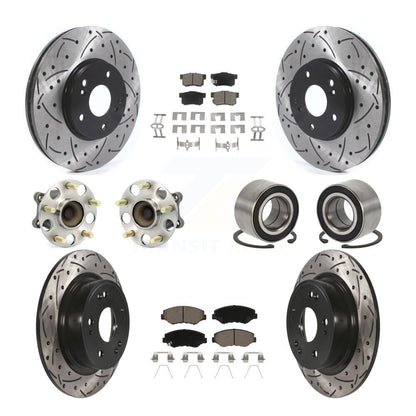 Kit de rotor et de plaquettes de frein à disque revêtus de roulement de moyeu avant et arrière (10 pièces) pour Honda Accor