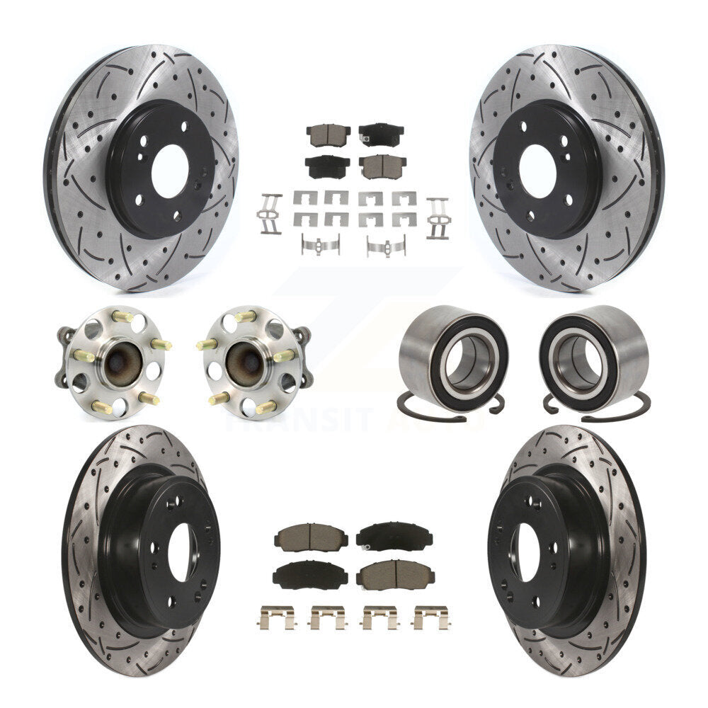 Kit de rotor et de plaquettes de frein à disque revêtus de roulement de moyeu avant et arrière (10 pièces) pour Honda Accor