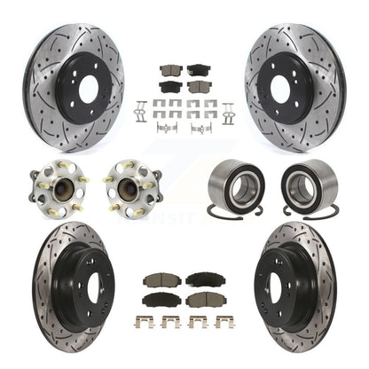 Kit de rotor et de plaquettes de frein à disque revêtus de roulement de moyeu avant et arrière (10 pièces) pour Honda Accor