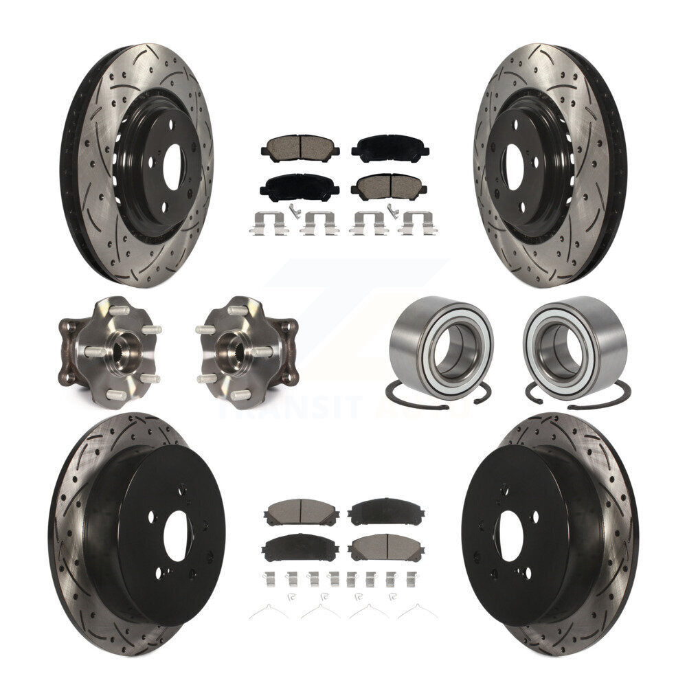 Kit de rotor et de plaquettes de frein revêtus de roulement de moyeu avant et arrière (10 pièces) pour Toyota Highlande