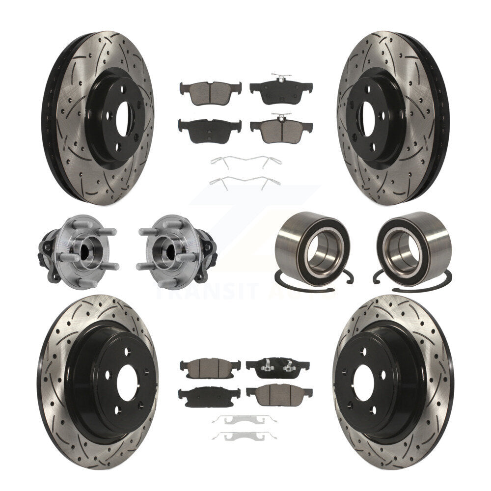 Kit de plaquettes de rotor de frein enduites de roulement de moyeu avant et arrière (10 pièces) pour Ford Edge FW 2015