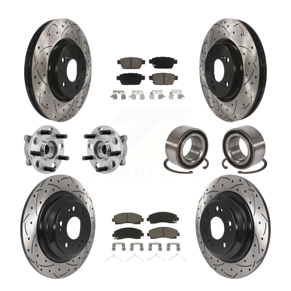 Kit de plaquettes de rotor de frein enduites de roulement de moyeu avant et arrière (10 pièces) pour Acura TL AW 09-13