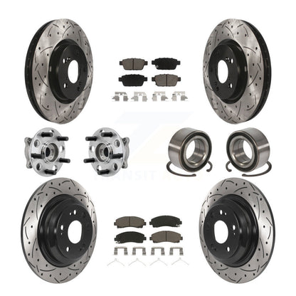 Kit de plaquettes de rotor de frein enduites de roulement de moyeu avant et arrière (10 pièces) pour Acura TL AW 09-13