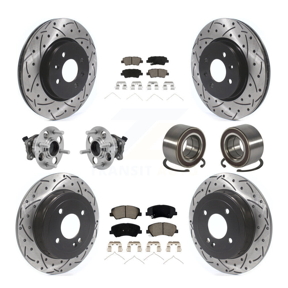 Kit de rotor et de plaquettes de frein revêtus de roulement de moyeu avant et arrière (10 pièces) pour Kia Rio Hyunda