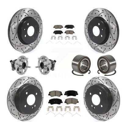 Kit de rotor et de plaquettes de frein revêtus de roulement de moyeu avant et arrière (10 pièces) pour Kia Rio Hyunda