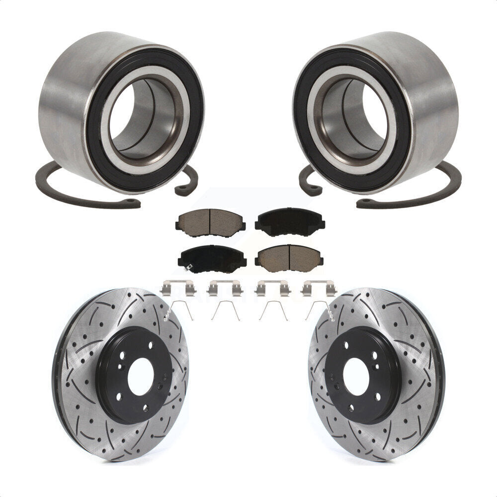 Kit de plaquettes de Rotor de frein fendues percées avec roulement de roue avant, pour Honda Accor