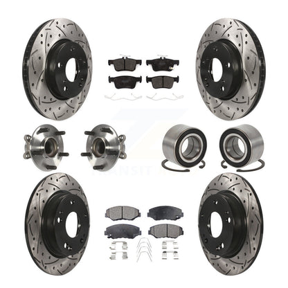 Kit de rotors et plaquettes de frein à disque revêtus de roulement de moyeu avant et arrière (10 pièces) pour Honda Civi