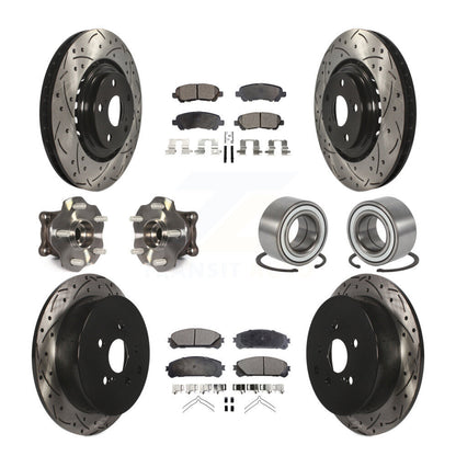 Kit de rotor et de plaquettes de frein revêtus de roulement de moyeu avant et arrière (10 pièces) pour Toyota Highlande