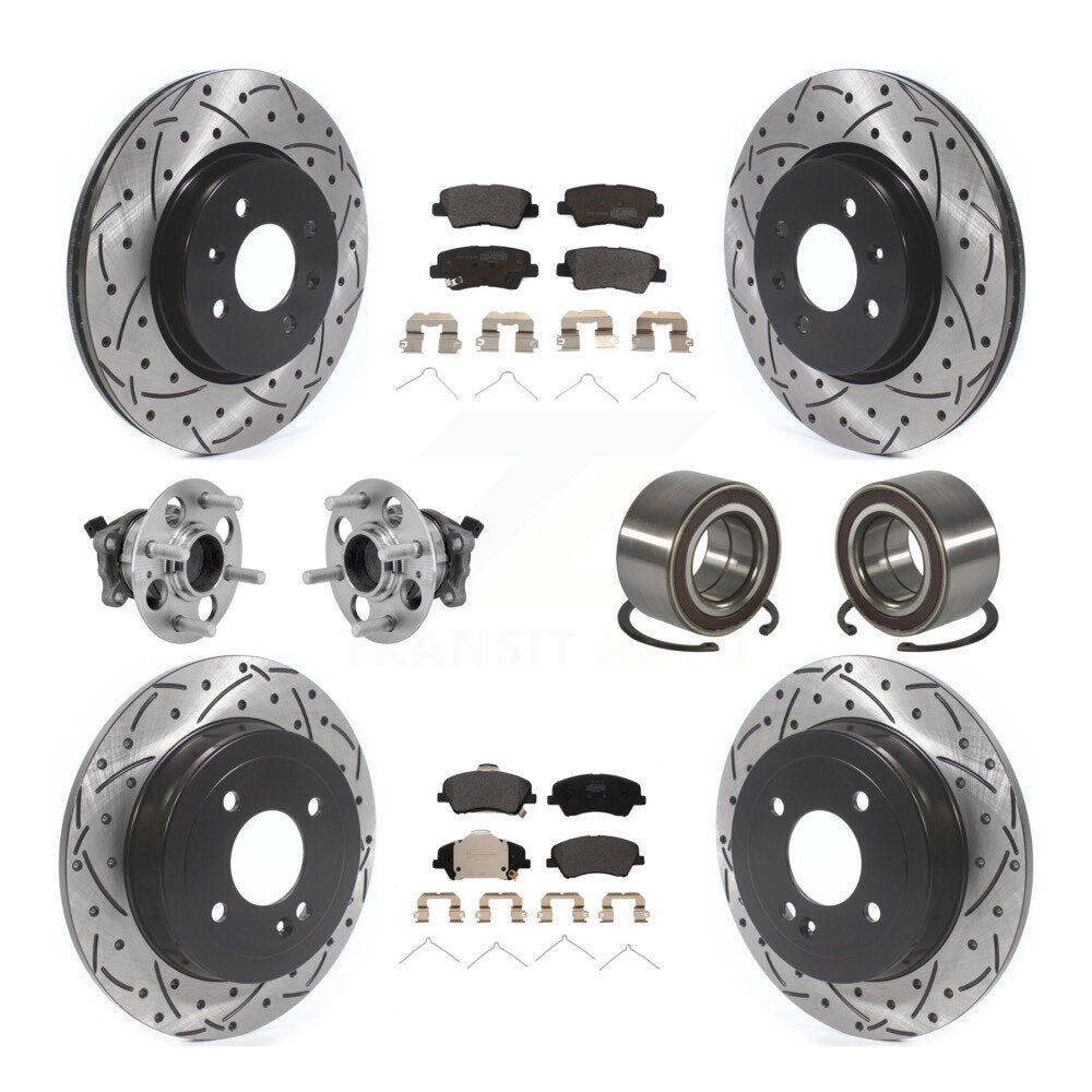 Kit de rotor et de plaquettes de frein revêtus de roulement de moyeu avant et arrière (10 pièces) pour Kia Rio Hyunda