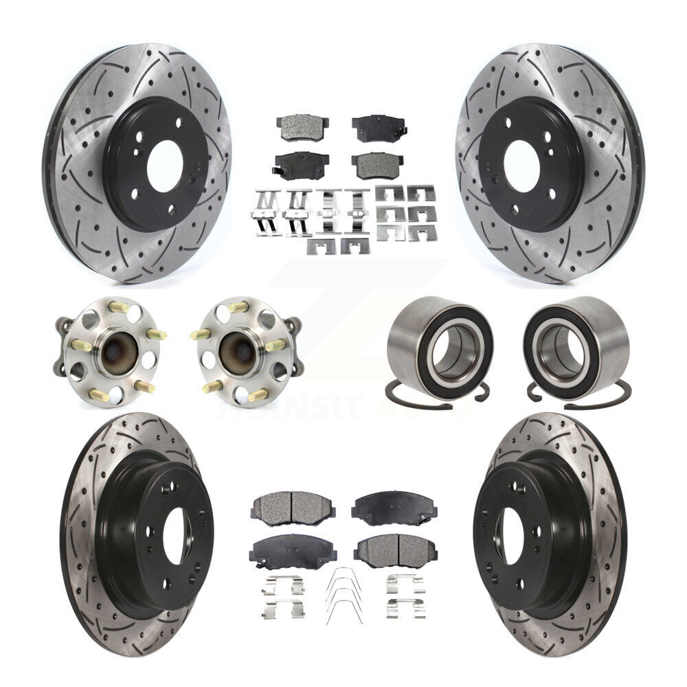 Kit de rotor et de plaquettes de frein à disque revêtus de roulement de moyeu avant et arrière (10 pièces) pour Honda Accor