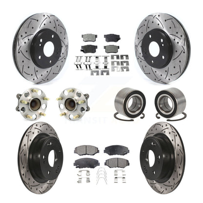 Kit de rotor et de plaquettes de frein à disque revêtus de roulement de moyeu avant et arrière (10 pièces) pour Honda Accor