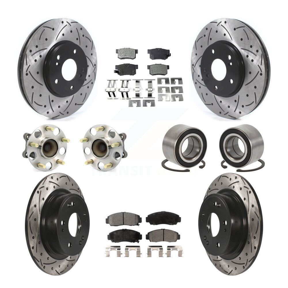 Kit de rotor et de plaquettes de frein à disque revêtus de roulement de moyeu avant et arrière (10 pièces) pour Honda Accor