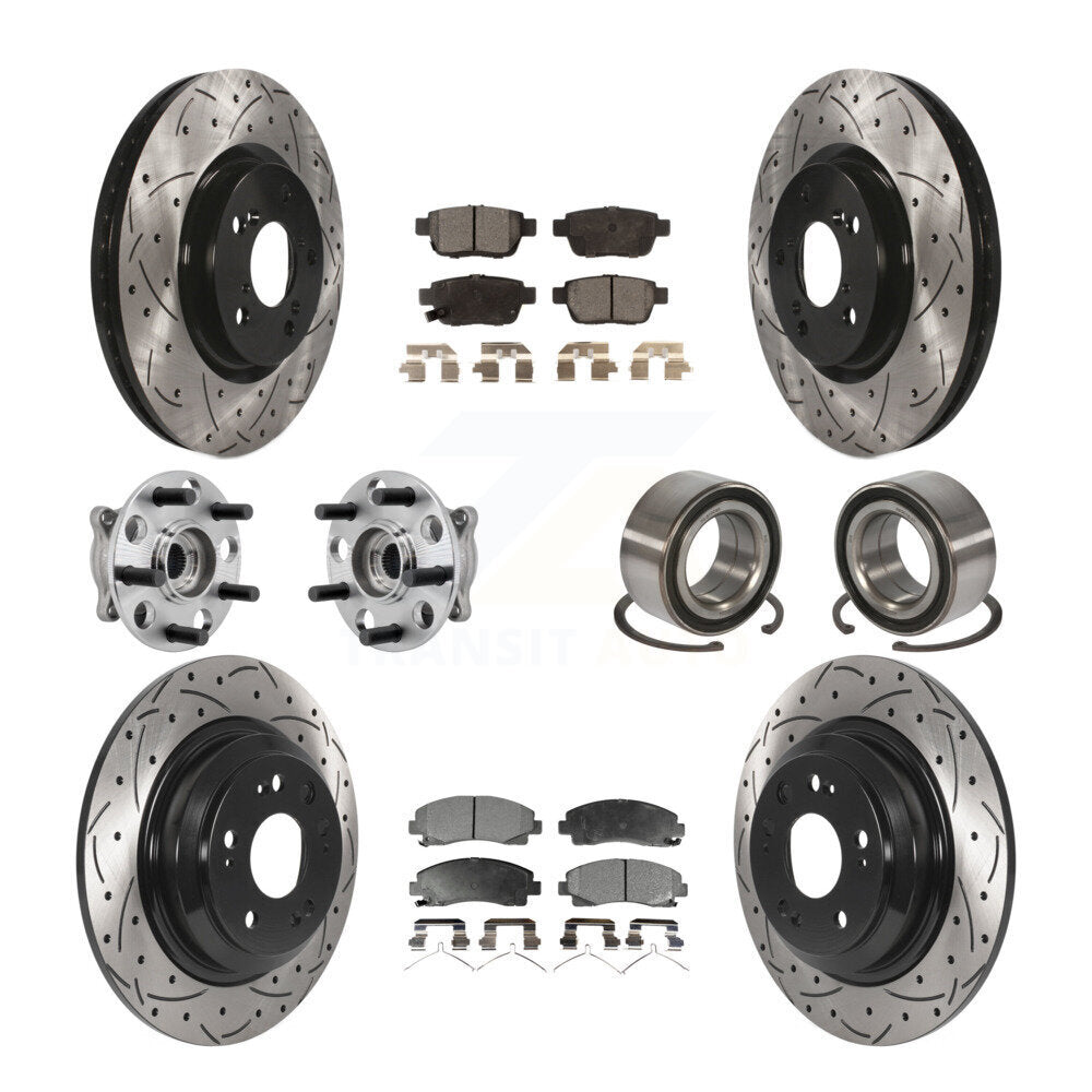 Kit de plaquettes de rotor de frein enduites de roulement de moyeu avant et arrière (10 pièces) pour Acura TL AW 09-13