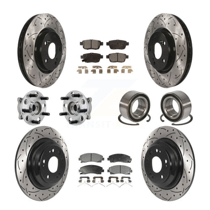 Kit de plaquettes de rotor de frein enduites de roulement de moyeu avant et arrière (10 pièces) pour Acura TL AW 09-13