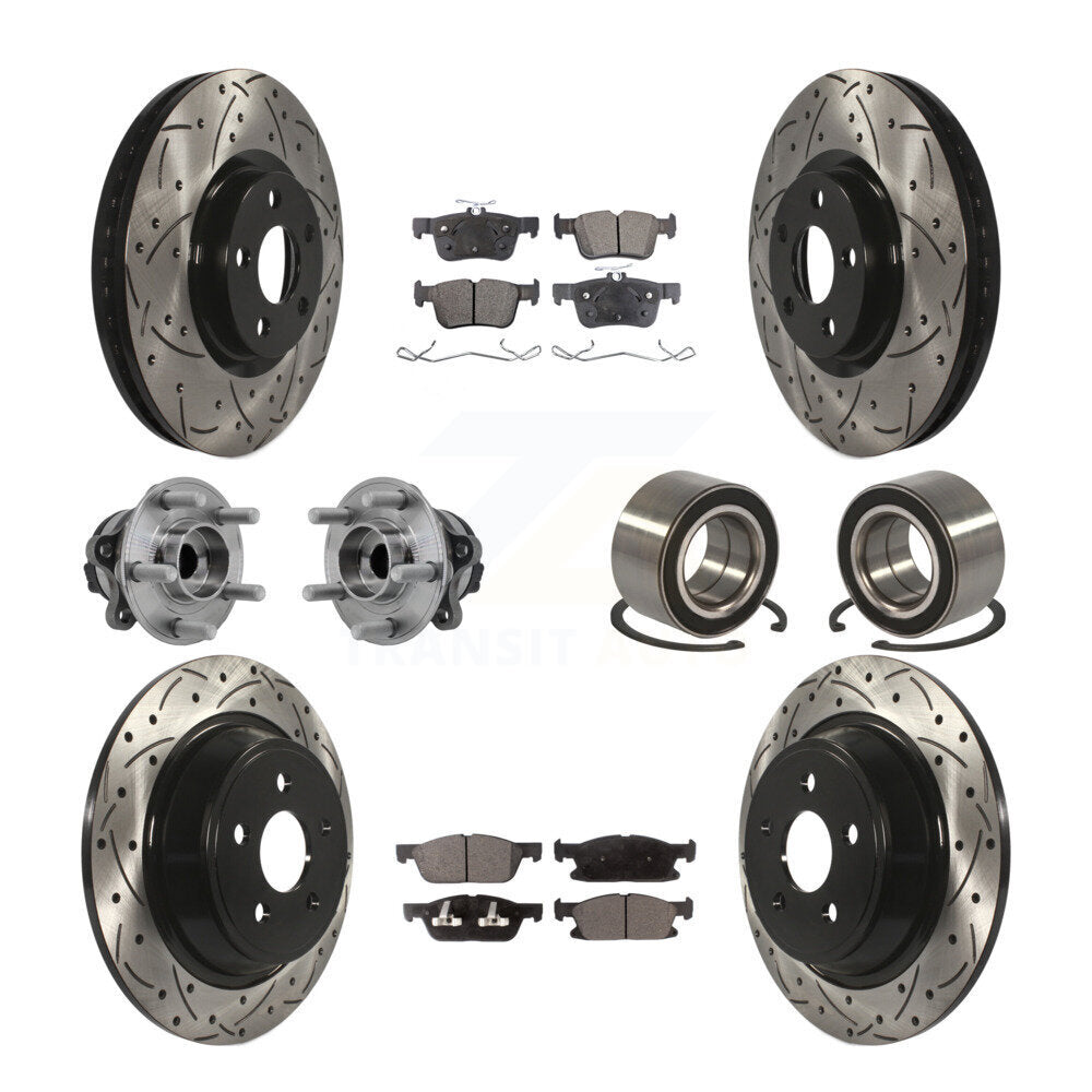 Kit de plaquettes de rotor de frein enduites de roulement de moyeu avant et arrière (10 pièces) pour Ford Edge FW 2015