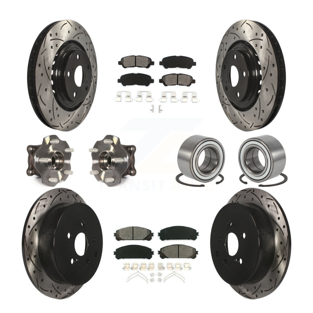 Kit de rotor et de plaquettes de frein revêtus de roulement de moyeu avant et arrière (10 pièces) pour Toyota Highlande