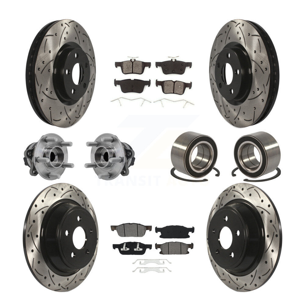 Kit de plaquettes de rotor de frein enduites de roulement de moyeu avant et arrière (10 pièces) pour Ford Edge FW 2015