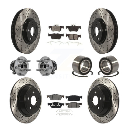Kit de plaquettes de rotor de frein enduites de roulement de moyeu avant et arrière (10 pièces) pour Ford Edge FW 2015
